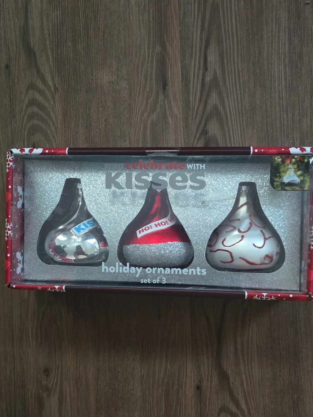 Hershey's Kisses Holiday Ornament Set — Silver, Red, White (Set of 3)